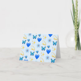 Cartão de Agradecimento Blue Hearts-Crie o Seu Pró