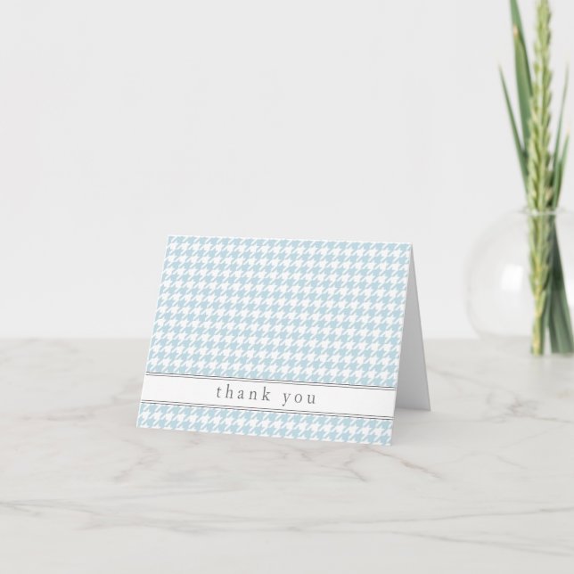 Cartão De Agradecimento Blue Houndstooth Pattern Thank You Notes (Frente)