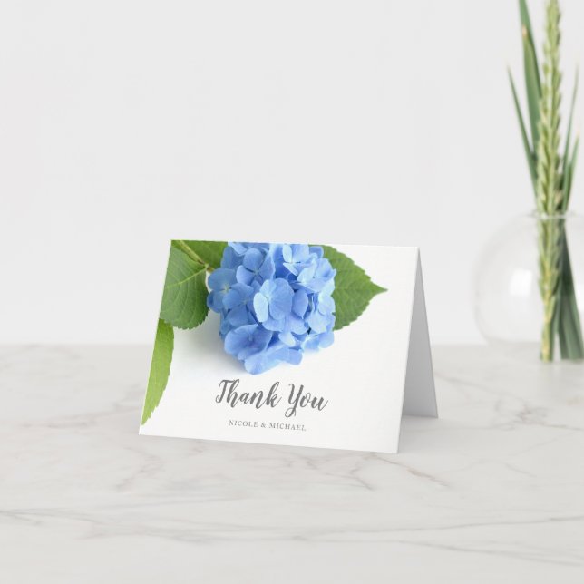 Cartão De Agradecimento Blue Hydrangea Floral Thank You (Frente)