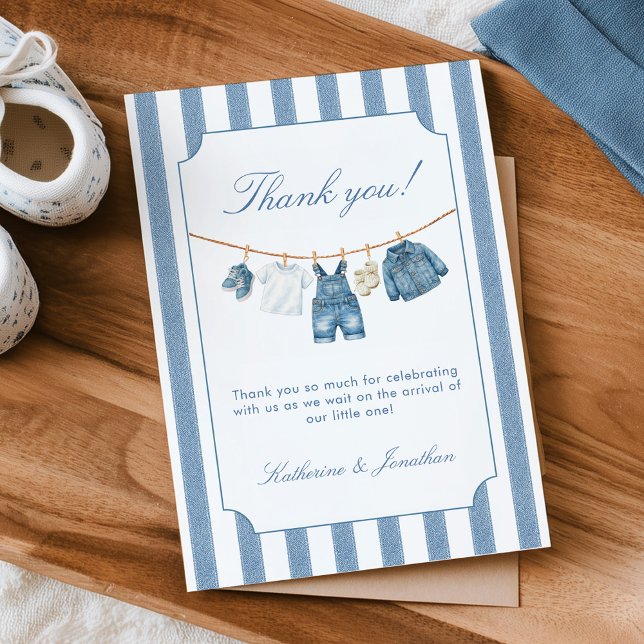 Cartão De Agradecimento Blue Jean Baby Baby Shower Thank You Card (Criador carregado)