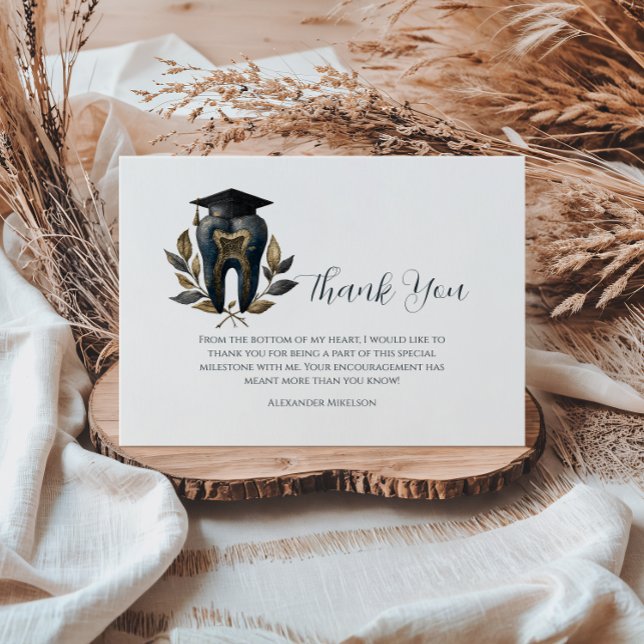 Cartão De Agradecimento Blue Laurel Dental Graduation (Criador carregado)