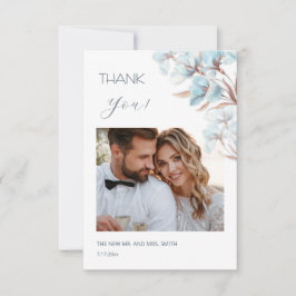 Cartão De Agradecimento Blue Layered Flowers Wedding Thank You Card