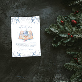 Cartão De Agradecimento Blue New Chapter Floral Snowball Baby Shower 