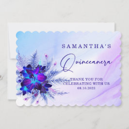 cartão de agradecimento Blue Orchid Quinceañera