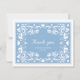 Cartão de agradecimento Blue Papel Picado Baby Sho