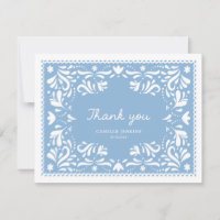 Cartão de agradecimento Blue Papel Picado Baby Sho