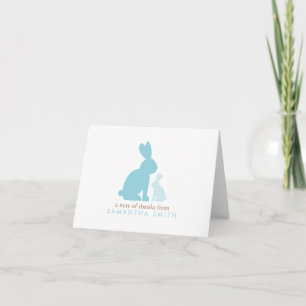 Cartão De Agradecimento Blue Rabbits Baby Shower Thank You Notes