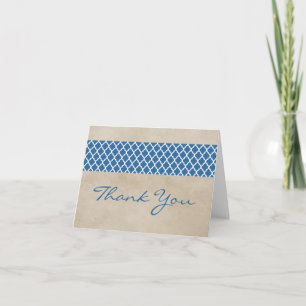 Cartão De Agradecimento Blue Rustic Quatrefoil Thank You Card