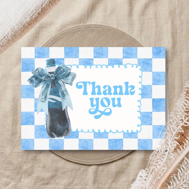 Cartão De Agradecimento Blue She's Ready to Pop Baby Shower (Ready to Pop Cola Baby Shower Thank You Card)