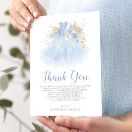 Cartão De Agradecimento Blue Silver Quinceañera Dress Mis Quince 15 Años