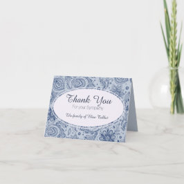 Cartão De Agradecimento Blue Vintage Floral Pattern 2 Simpatia Obrigado