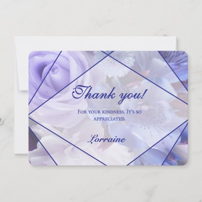 Cartão De Agradecimento Blue Violet Florals Thank You Card (Frente)
