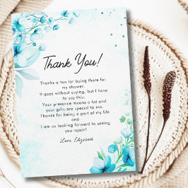 Cartão De Agradecimento Blue Watercolor Wildflowers Modern Bridal Shower