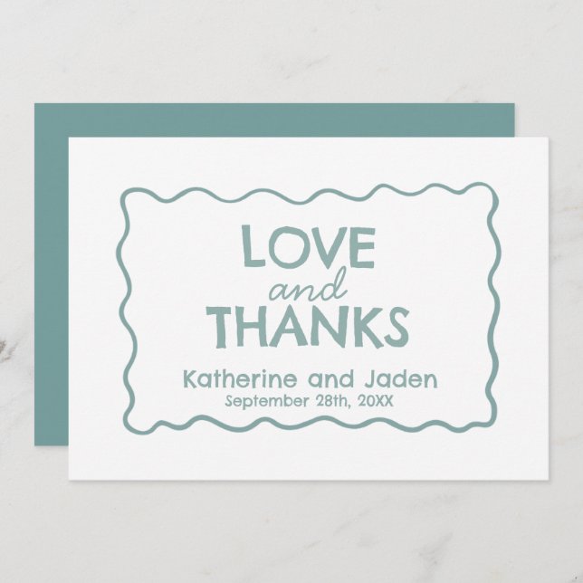 Cartão De Agradecimento Blue Whimsical doodle wedding Flat Thank You Card (Frente/Verso)