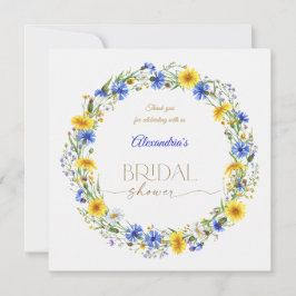 Cartão De Agradecimento Blue Yellow Lavender Wildflower Wreath