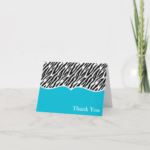 Cartão De Agradecimento blue Zebra Print Thank You