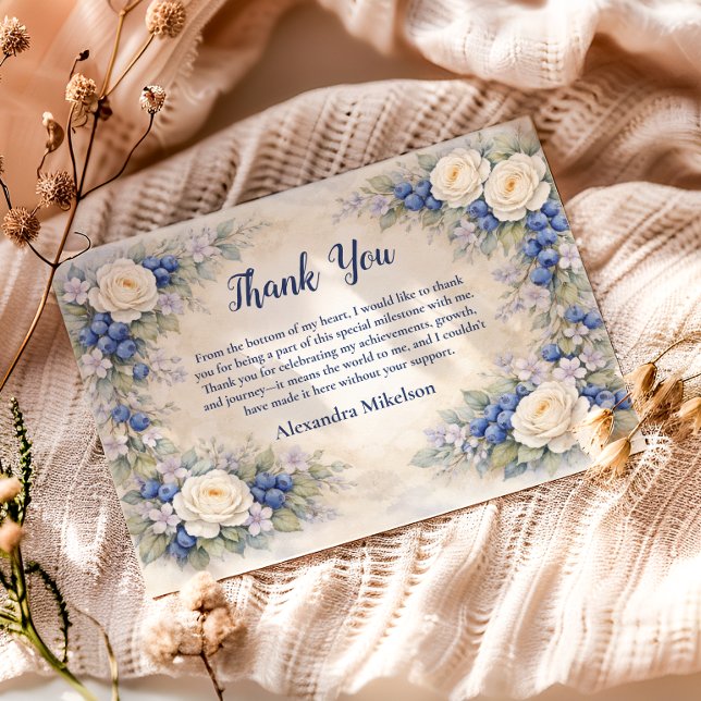 Cartão De Agradecimento Blueberry Berry Botanical 1st Birthday (Criador carregado)