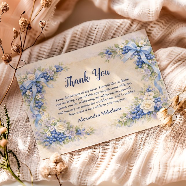 Cartão De Agradecimento Blueberry Garden Berry First 1st Birthday (Criador carregado)