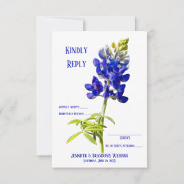 Cartão De Agradecimento Bluebonnet Floral em Branco, RSVP de Casamento,