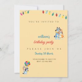 Cartão De Agradecimento Bluey Birthday invitation for kids - Editable