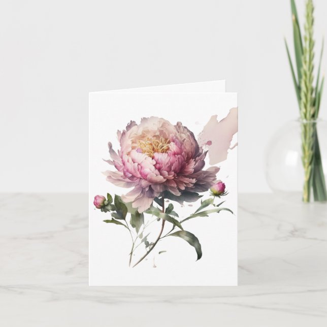 Cartão De Agradecimento Blush Bloom Peony Card (Frente)