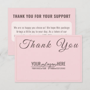 Cartão De Agradecimento Blush Logo Mídia Social com Estilo Chic