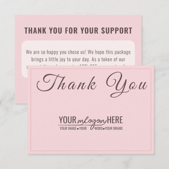 Cartão De Agradecimento Blush Logo Mídia Social com Estilo Chic (Frente/Verso)