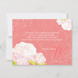 Cartão De Agradecimento Blush Peony Coral Weding Obrigado
