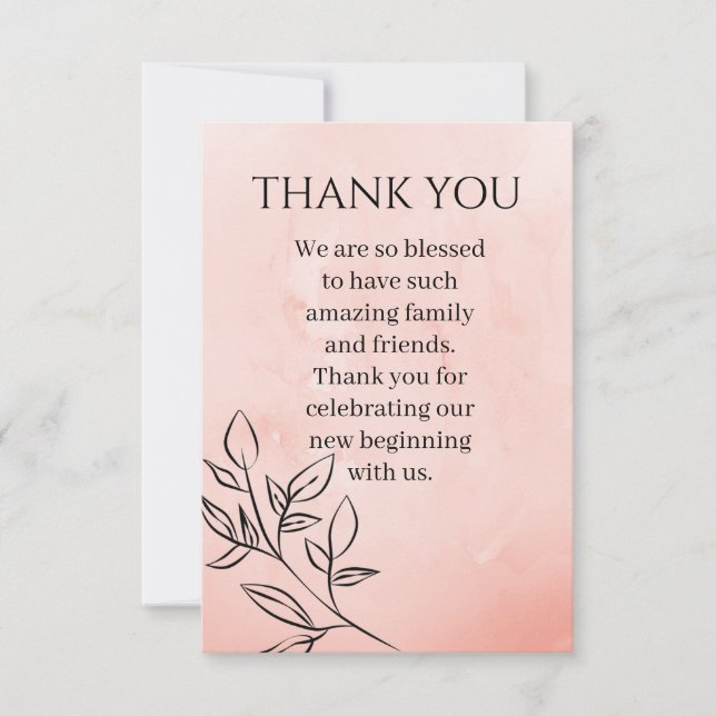 Cartão De Agradecimento Blush Pink Flat Thank You Card (Frente)