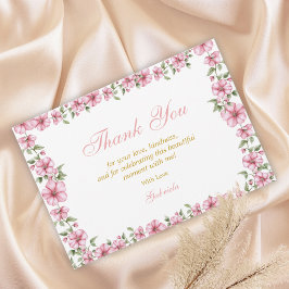 Cartão De Agradecimento Blush Pink Golden Mis Quince Glitter Quinceañera