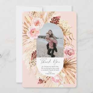 Cartão De Agradecimento Blush Pink Modern Boho Pampas Grass Foto Floral