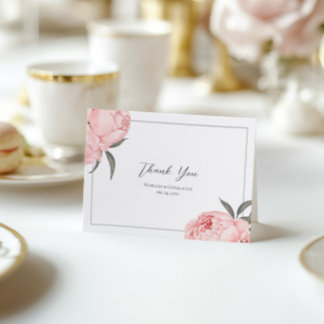 Cartão De Agradecimento Blush Pink Watercolor Peony Wedding Thank You Card