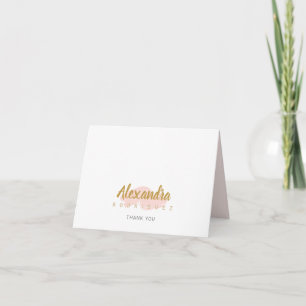 Cartão De Agradecimento Blush Rosa e Dourado Quinceanera