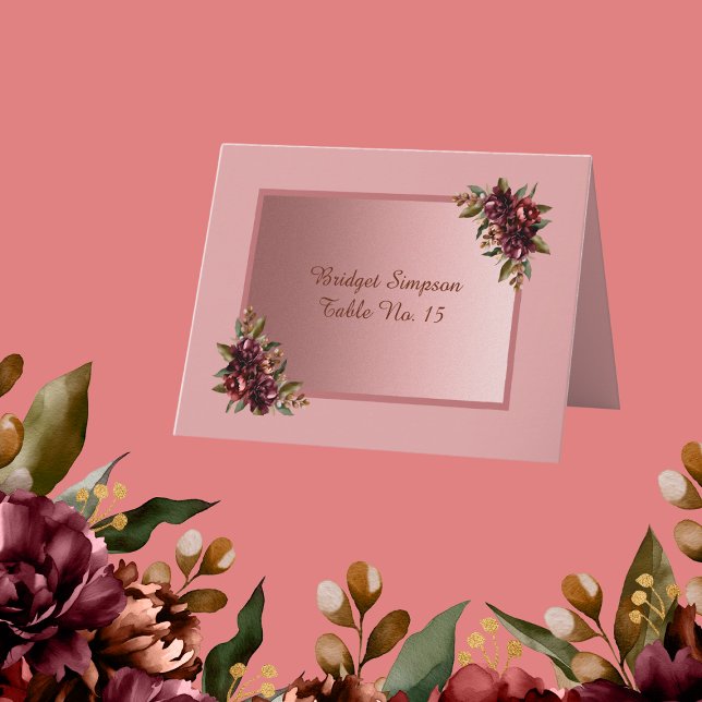 Cartão De Agradecimento Blush Rose Gold - purple Floral Wedding Guest Card (Criador carregado)
