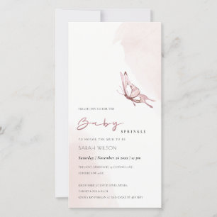 Cartão De Agradecimento Blush Watercolor Butterfly Sprinkle Invite
