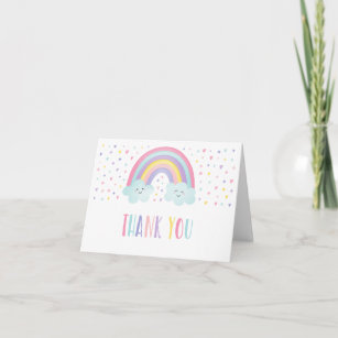 Cartão De Agradecimento Boas Nuvens do Arco-Íris de Pastel Aniversário Obr