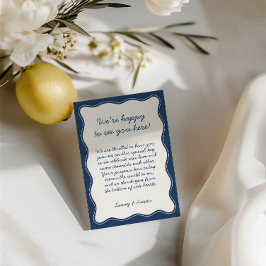 Cartão De Agradecimento Boas-vindas ao Casamento Azul Retro Minimalista