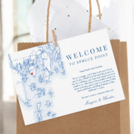 Cartão De Agradecimento Boas-vindas Itinerárias do Spruce Point Maine Map