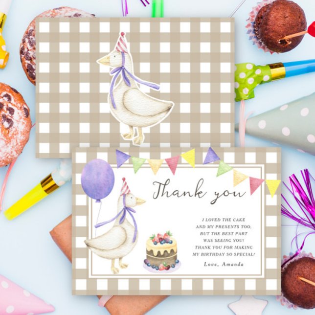Cartão De Agradecimento Bobo Goose festa de aniversário obrigado (Criador carregado)
