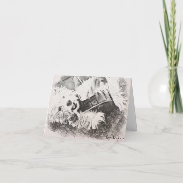 Cartão De Agradecimento Bobo Lulu, o Westie assinou arte (Frente)