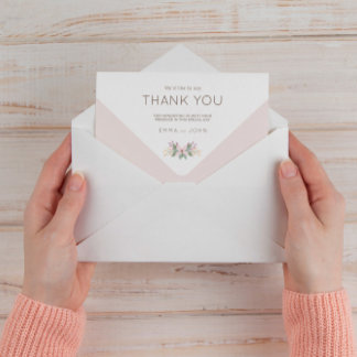 Cartão De Agradecimento Boda flores silvestres romántico rosa