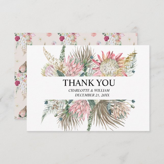 Cartão De Agradecimento Bohemian Floral Frame Wedding (Frente/Verso)