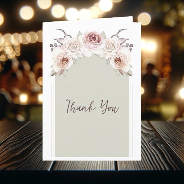 Cartão De Agradecimento Bohemian Rosa Wedding Obrigado (Bohemian Roses Wedding Thank You Card)