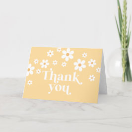 Cartão de agradecimento boho amarelo Retro Daisy