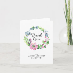 Cartão De Agradecimento Boho Aquarela Floral & Borboleta   Obrigado