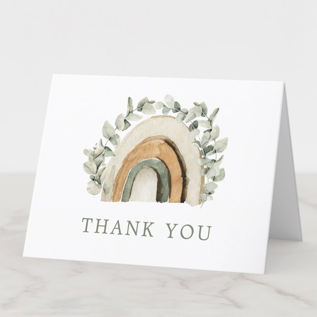 Cartão De Agradecimento Boho Arco-íris Obrigada (Boho Watercolor Rainbow Thank You Card by Painted Paperie
)