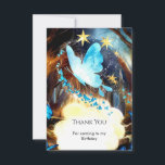 Cartão De Agradecimento Boho Blue Butterfly Birthday<br><div class="desc">Expresse sua gratidão com nosso Cartões de agradecimentos de aniversário da Borboleta Azul Boho! Com padrões complexos e campos de texto personalizáveis, esta placa permite que você obrigado convidados para sua presença ou presentes pensativos com charme e talento boêmicos. Com seu design inspirado em boho e toque personalizado, é a...</div>