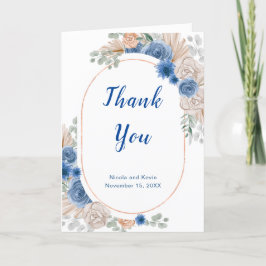 Cartão De Agradecimento Boho Blue Pampas Grass Casamento Obrigado