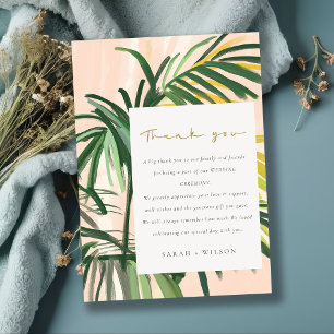 Cartão De Agradecimento Boho Blush Green Palm Beach Casamento