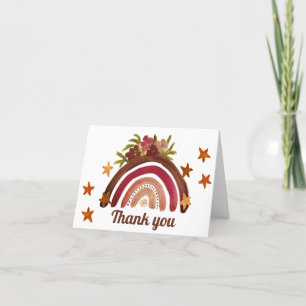 Cartão De Agradecimento Boho Bohemian Rainbow Chá de fraldas Obrigado